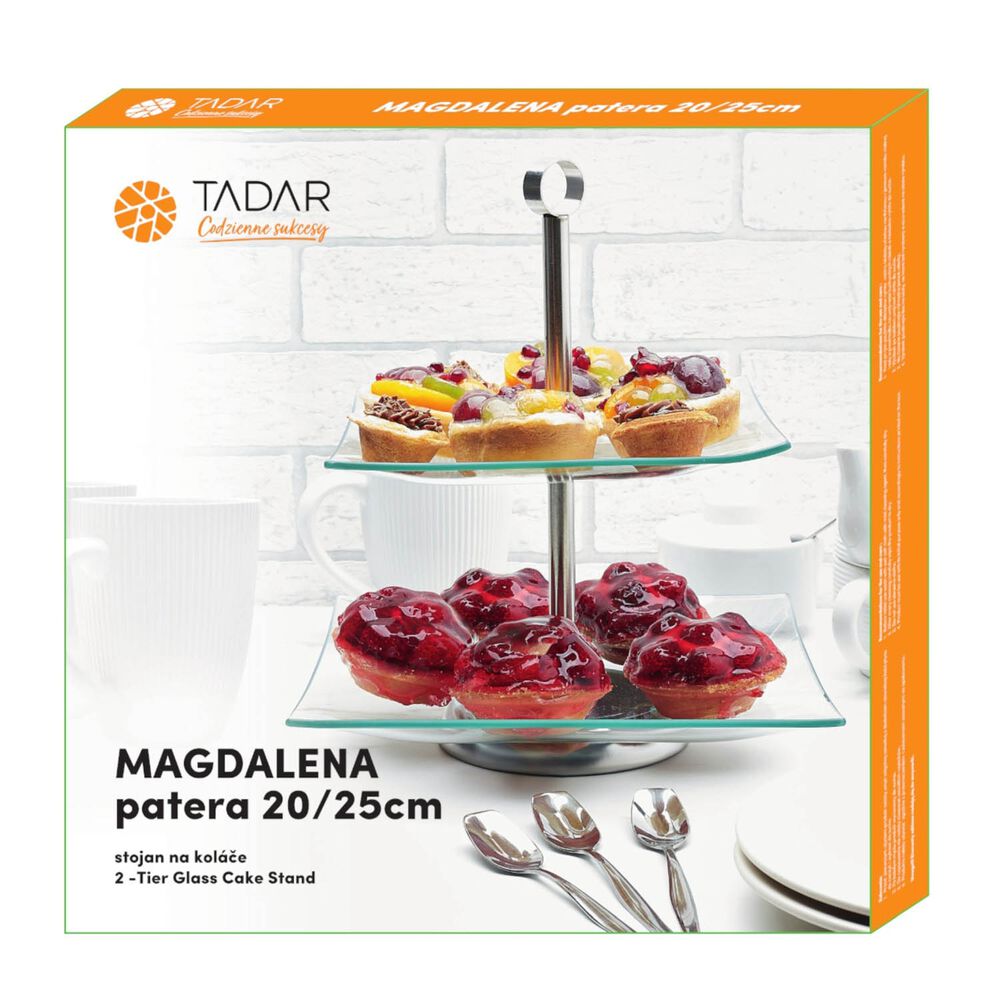TADAR Patera szklana Tadar Magdalena, kwadratowa, 2 poziomy
