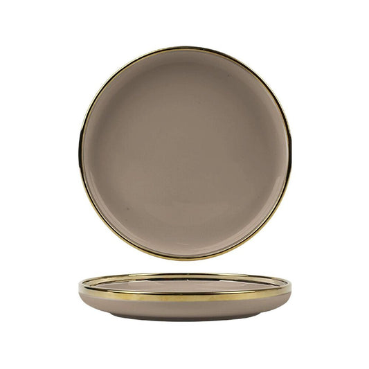 FLORINA Komplet 6 talerzy porcelanowych Berlotti, 20 cm, brązowe