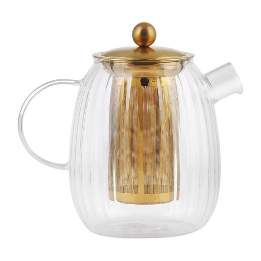 VIALLI DESIGN Dzbanek ze stalowym zaparzaczem Vialli Design Tulip, 1 l, z podwójną ścianką, złoty mat
