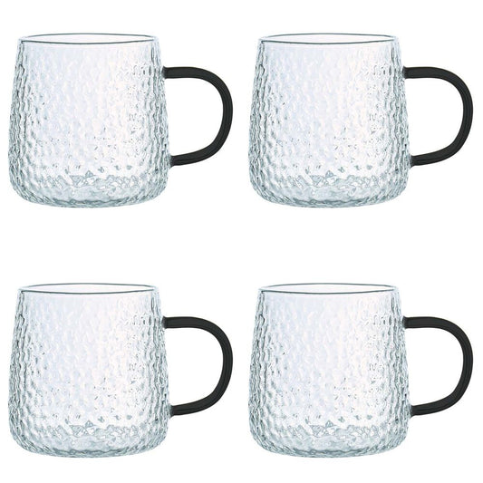 MG HOME Szklanki żłobione MG Home Deco, 4 sztuki, 350 ml, z czarnym uchem