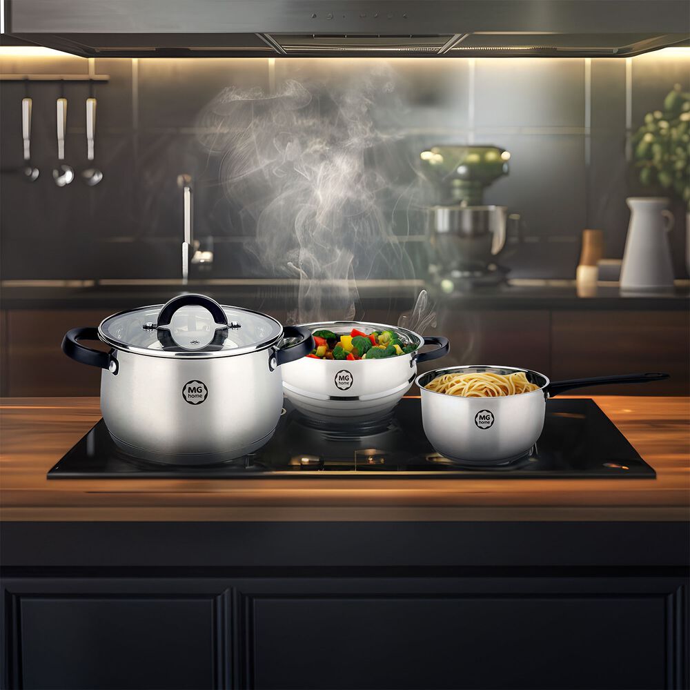 MG HOME Zestaw garnków MG Home Black, 10 elementów, stal nierdzewna