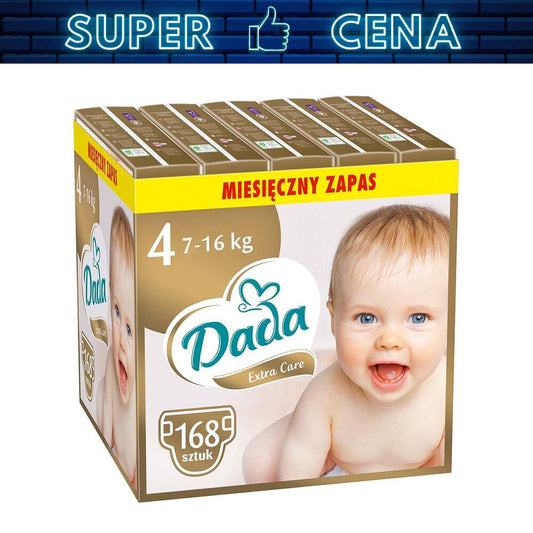 DADA Pieluszki Dada Extra Care 4, 7-16 kg, 168 szt., superchłonny wkład