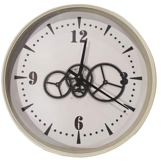 Tajemniczy Ogród Zegar ścienny metalowy, 50 cm, z ozdobnym mechanizmem, szary