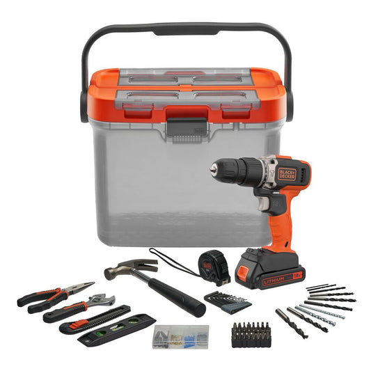 BLACK+DECKER Wiertarka udarowa Black+Decker, z zestawem akcesoriów, 18 V