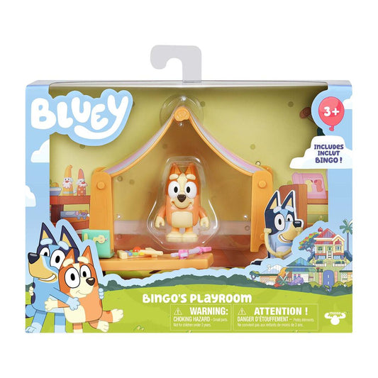 BLUEY Zestaw zabawek Bluey, mini pokój zabaw, 1 figurka