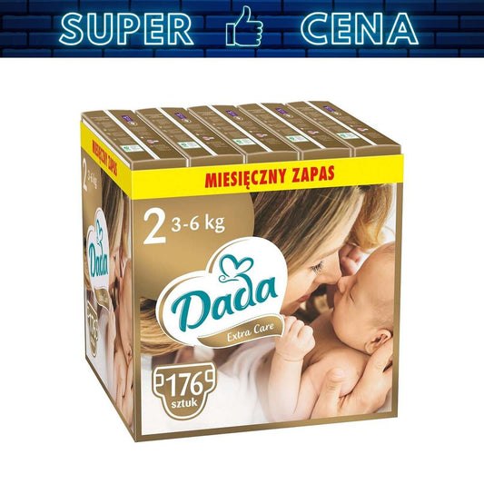 DADA Pieluszki Extra Care 2 Mini, 3-6 kg, 176 szt., superchłonny wkład
