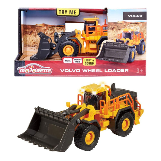 MAJORETTE Pojazd metalowy koparka Volvo Grand Series, 21 cm, światło i dźwięk