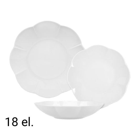 LUBIANA Zestaw obiadowy z porcelany na 6 osób Lubiana Naomi, 18 elementów, biały