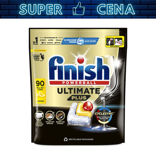 FINISH Kapsułki do zmywarki Finish Ultimate Plus Lemon, 90 sztuk