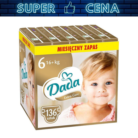 DADA Pieluszki Dada Extra Care 6, 16+ kg, 136 szt., superchłonny wkład