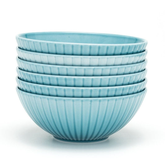 LUBIANA Komplet 6 salaterek Daisy, turkusowe, porcelana
