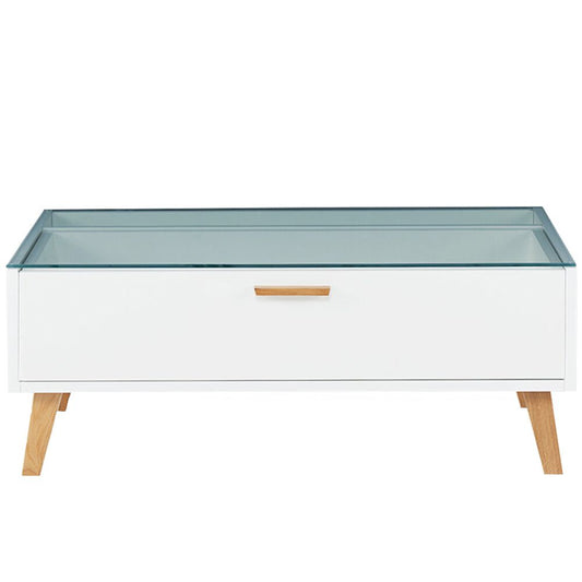 KONSIMO Stolik kawowy 90 x 35 x 60 cm Frisk, z przeszklonym blatem, biały