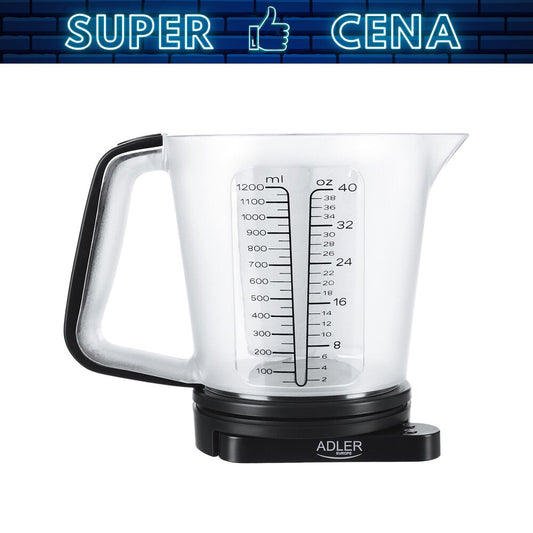 ADLER Waga kuchenna z kubkiem Adler AD 3178, 1,2 l, wyświetlacz LED, czarna