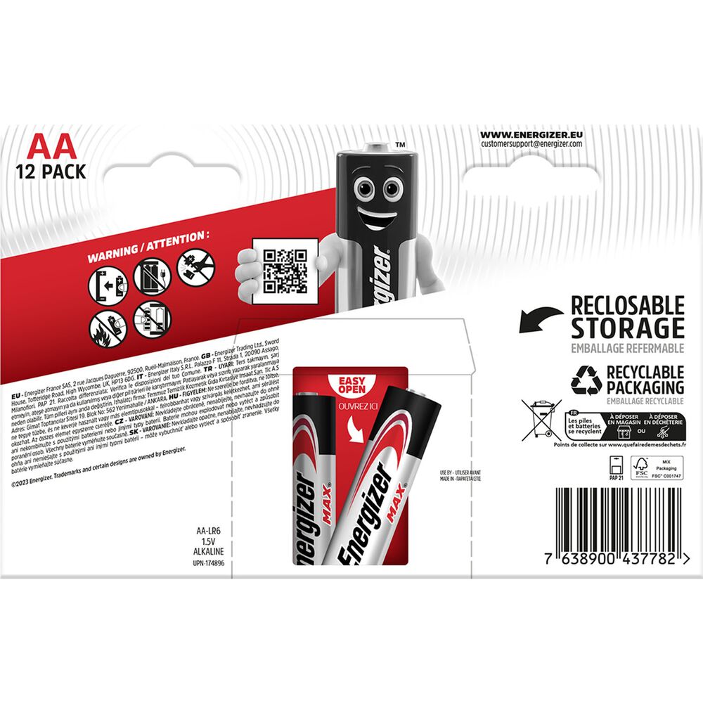 ENERGIZER Baterie alkaliczne Energizer Max AA, 12 szt.
