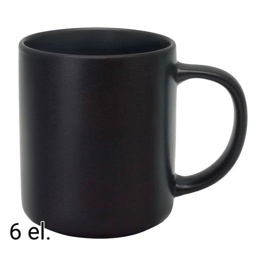 MG HOME Zestaw kubków z kamionki MG Home Artena Black, 400 ml, 6 sztuk, czarne