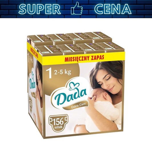 DADA Pieluszki Extra Care 1 New Born, 2-5 kg, 156 szt., superchłonny wkład