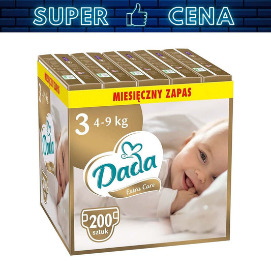 DADA Pieluszki Dada Extra Care 3, 4-9 kg, 200 szt., superchłonny wkład
