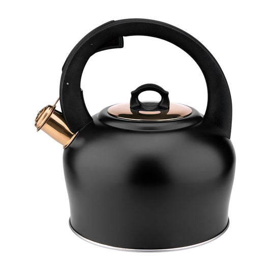 MG HOME Czajnik stalowy z gwizdkiem MG Home Rose Gold, 3 l, czarny