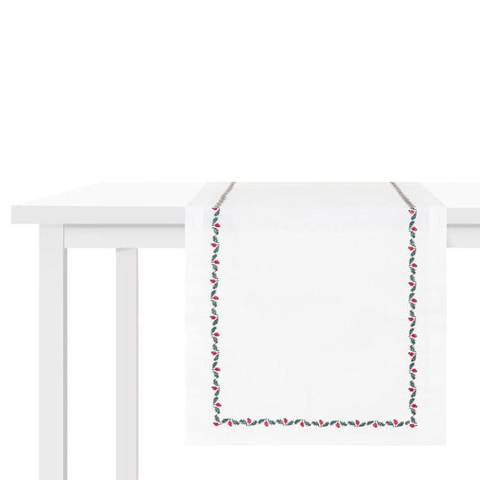 HOMLA Bieżnik Ilex, biały, z lamówką, 40 x 160 cm