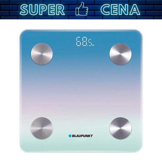 BLAUPUNKT Waga łazienkowa Blaupunkt BSM601, z pomiarem tkanki tłuszczowej, niebieska