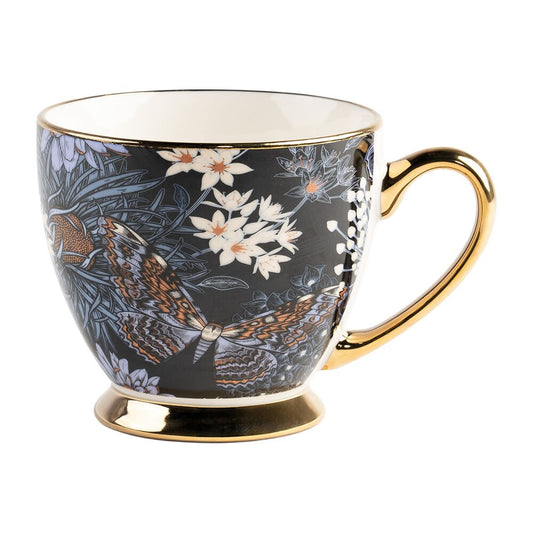 ALLIVIOKubek porcelanowy Allivio, 440 ml, z motylem, czarny