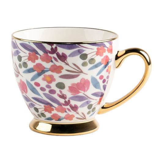 ALLIVIOKubek porcelanowy Allivio, 440 ml, z kwiatowym wzorem, biały