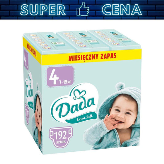 DADA Pieluszki Extra Soft 4 Maxi, 7-16 kg, 192 szt., z dodatkiem ekstraktu z aloesu