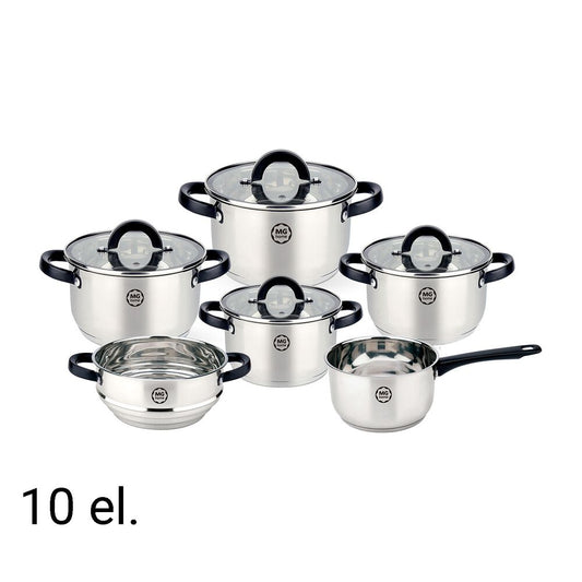 MG HOME Zestaw garnków MG Home Black, 10 elementów, stal nierdzewna