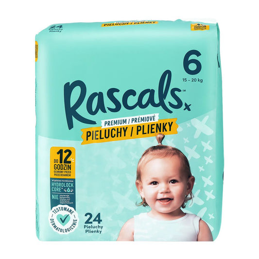 RASCALSPieluszki Rascals, 18+ kg, rozmiar 6, 24 szt.