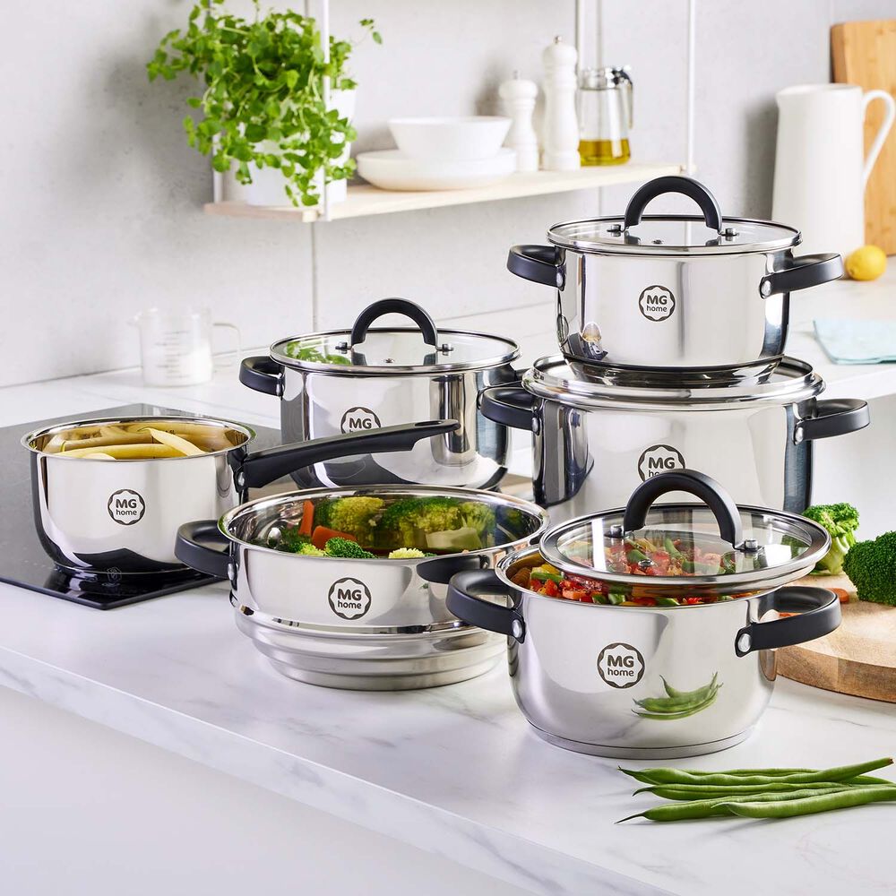 MG HOME Zestaw garnków MG Home Black, 10 elementów, stal nierdzewna